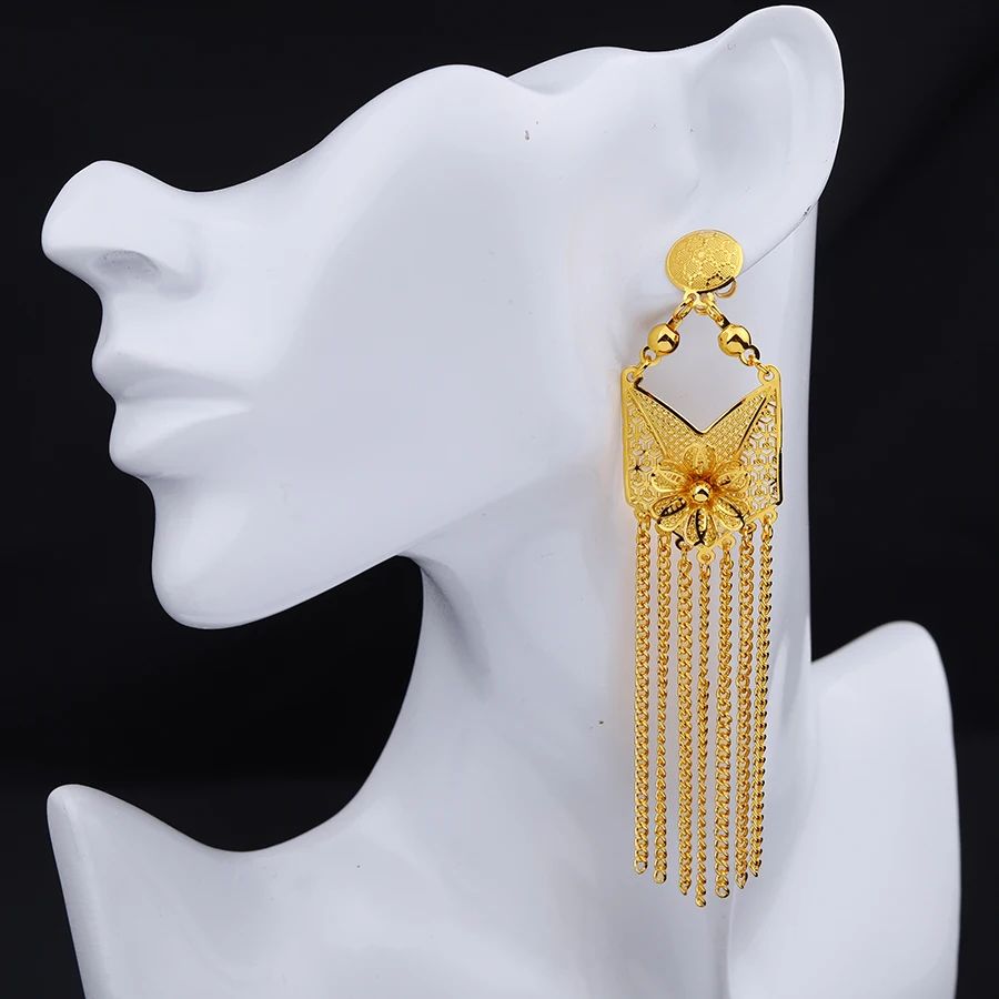 Golden Dubai Habesha Earring Necklace Set - 2PCS Ethiopian Women's Jewellery