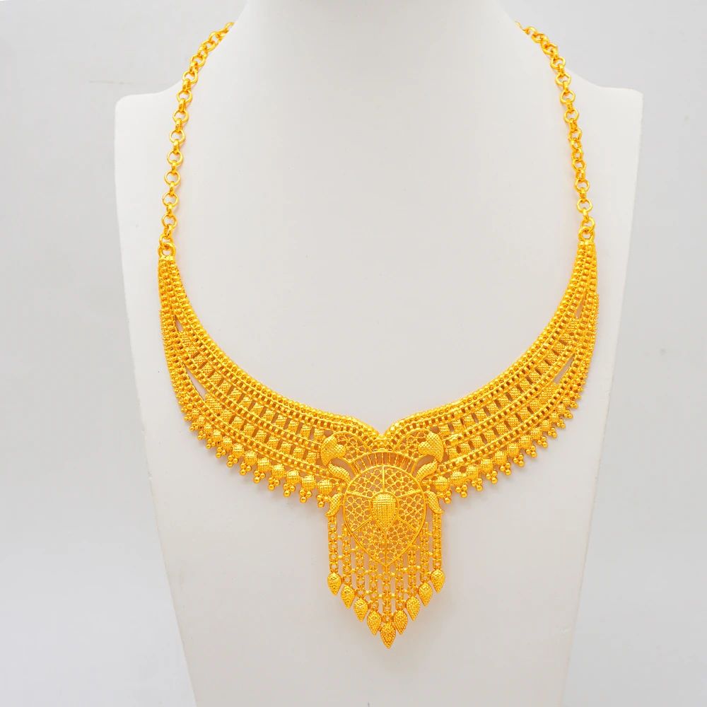 Dubai 24K Gold Plated Women's Banquet Wedding 4 Piece Jewellery Set