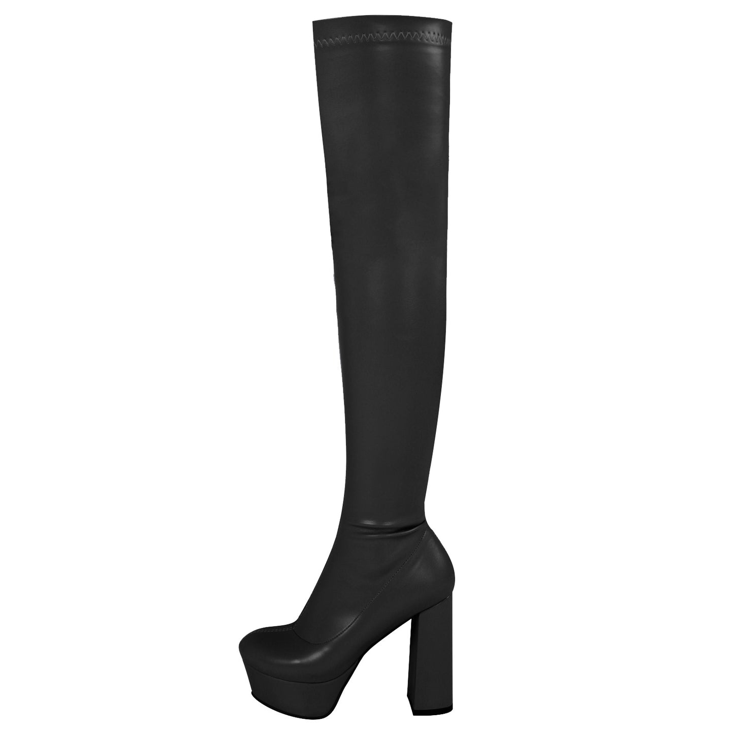 Women's over-the-knee Round Toe Platform Heel Zip Up boots