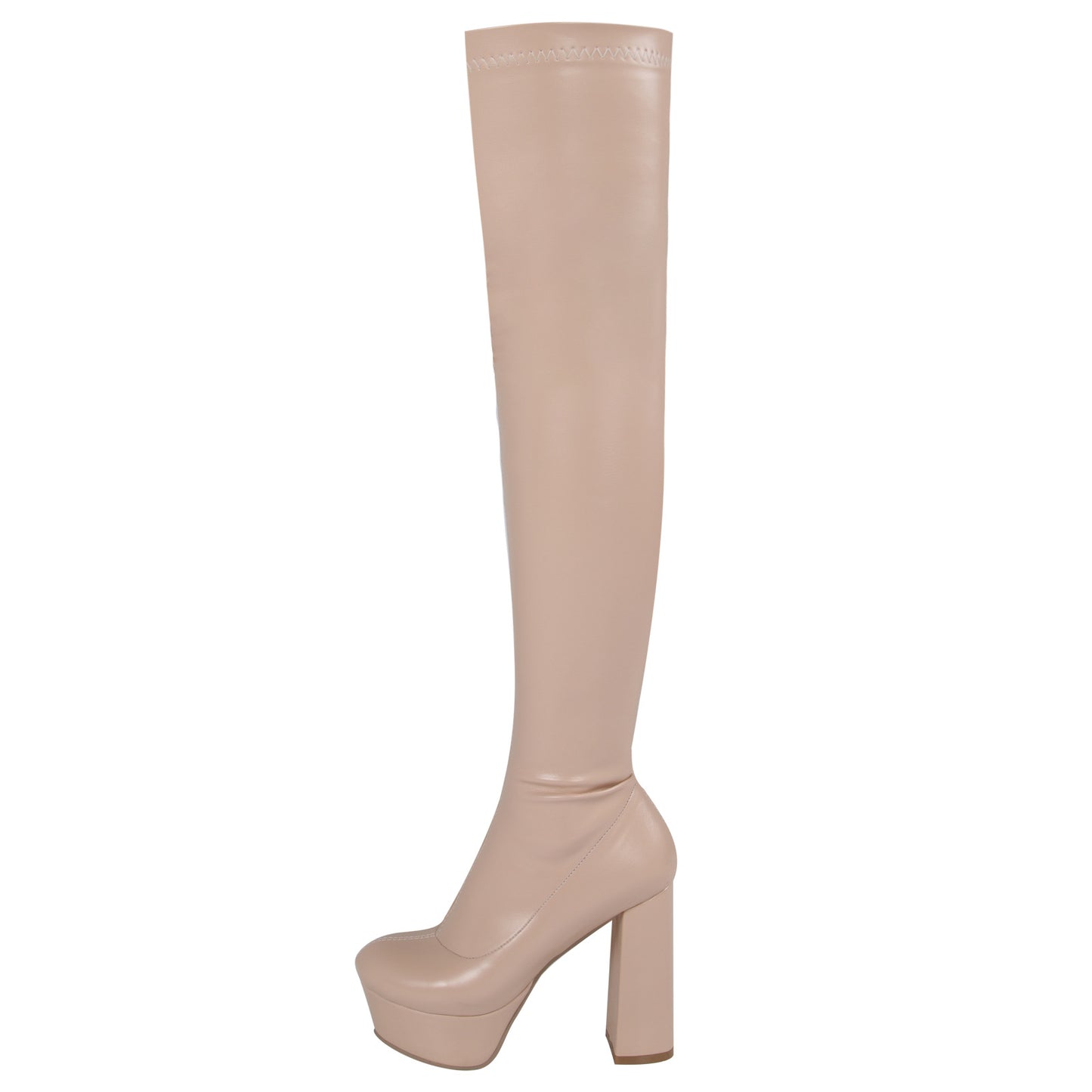 Women's over-the-knee Round Toe Platform Heel Zip Up boots