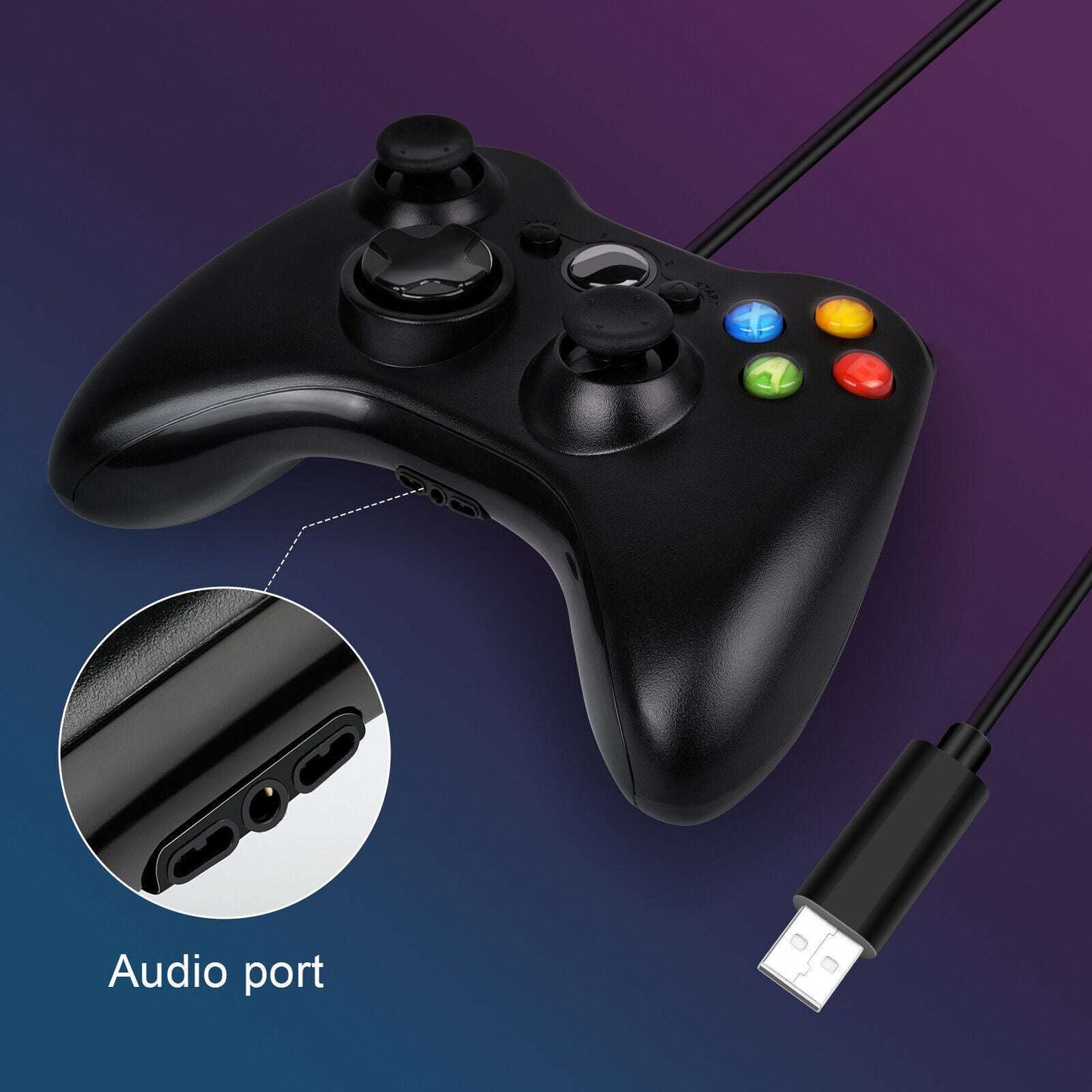 Boxed Black New USB Wired Controller Suitable For Xbox360 PC Windows UK