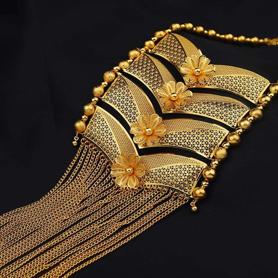 Golden Dubai Habesha Earring Necklace Set - 2PCS Ethiopian Women's Jewellery