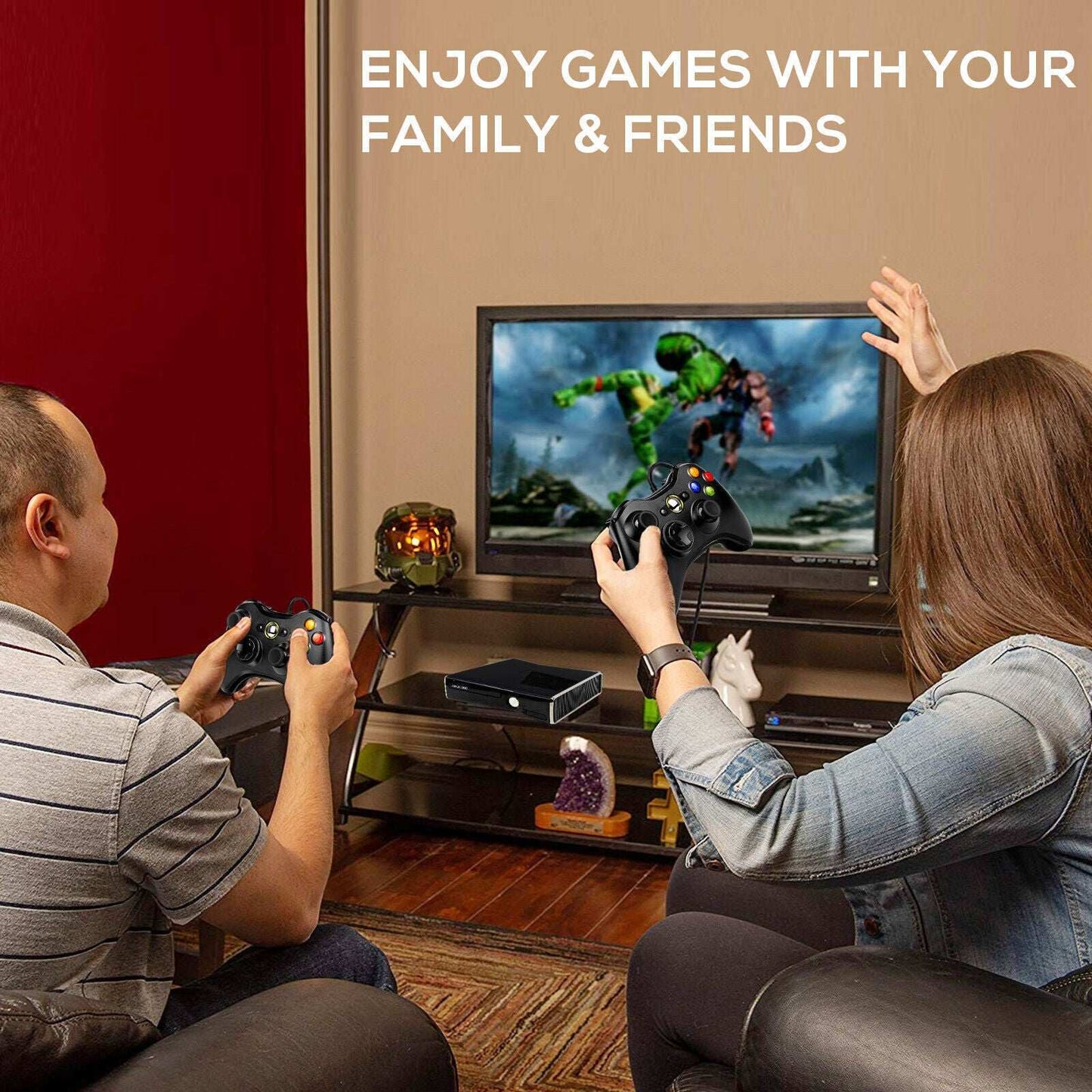 Boxed Black New USB Wired Controller Suitable For Xbox360 PC Windows UK