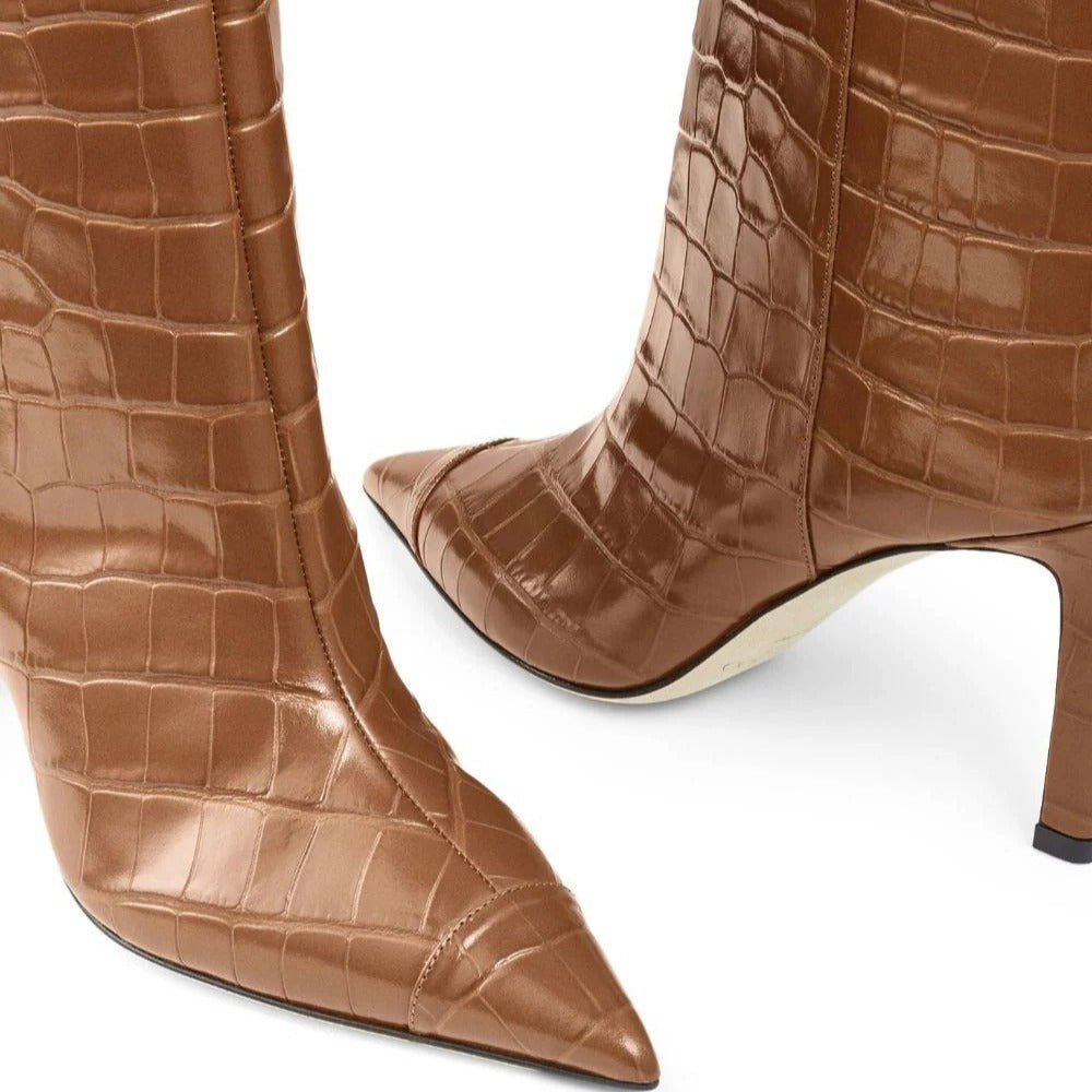 Women's Pointed-toe Stiletto High-top Relaxed Fit Patent Boots