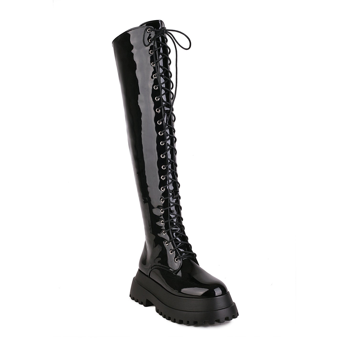 Bottes montantes à lacets et bout rond style steampunk pour femme