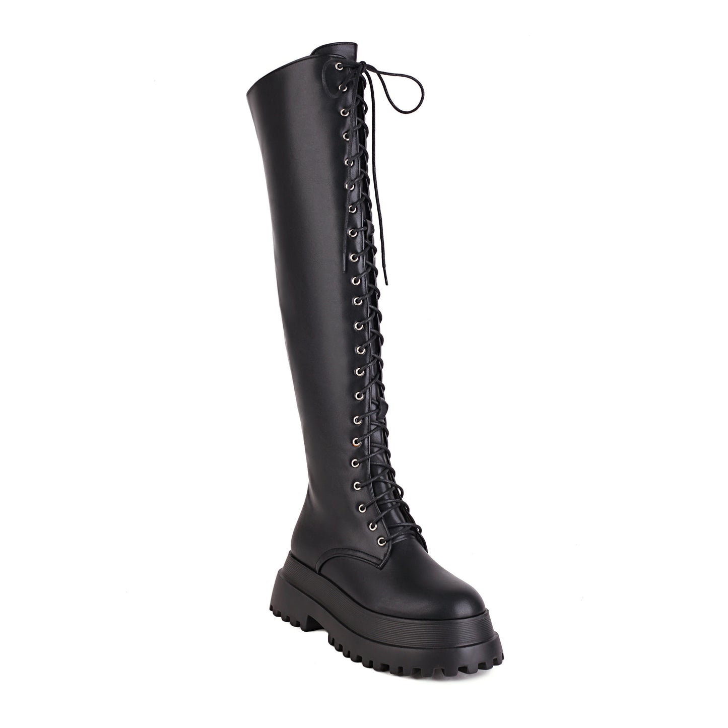 Bottes montantes à lacets et bout rond style steampunk pour femme