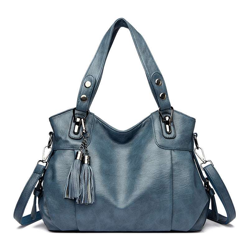 Classic Faux Leather Large Ladies Hnadbag With Sheepskin Tassel Detail
