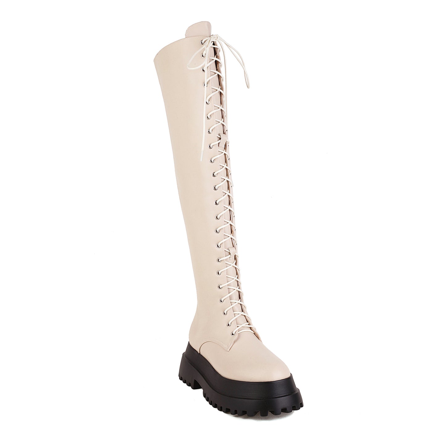 Bottes montantes à lacets et bout rond style steampunk pour femme