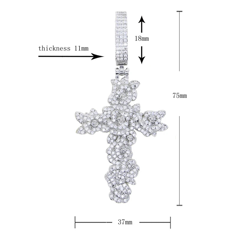 Bling Micro Pave Einzigartiges Kreuz Hip Hop Anhänger Halskette Ice Out Schmuck
