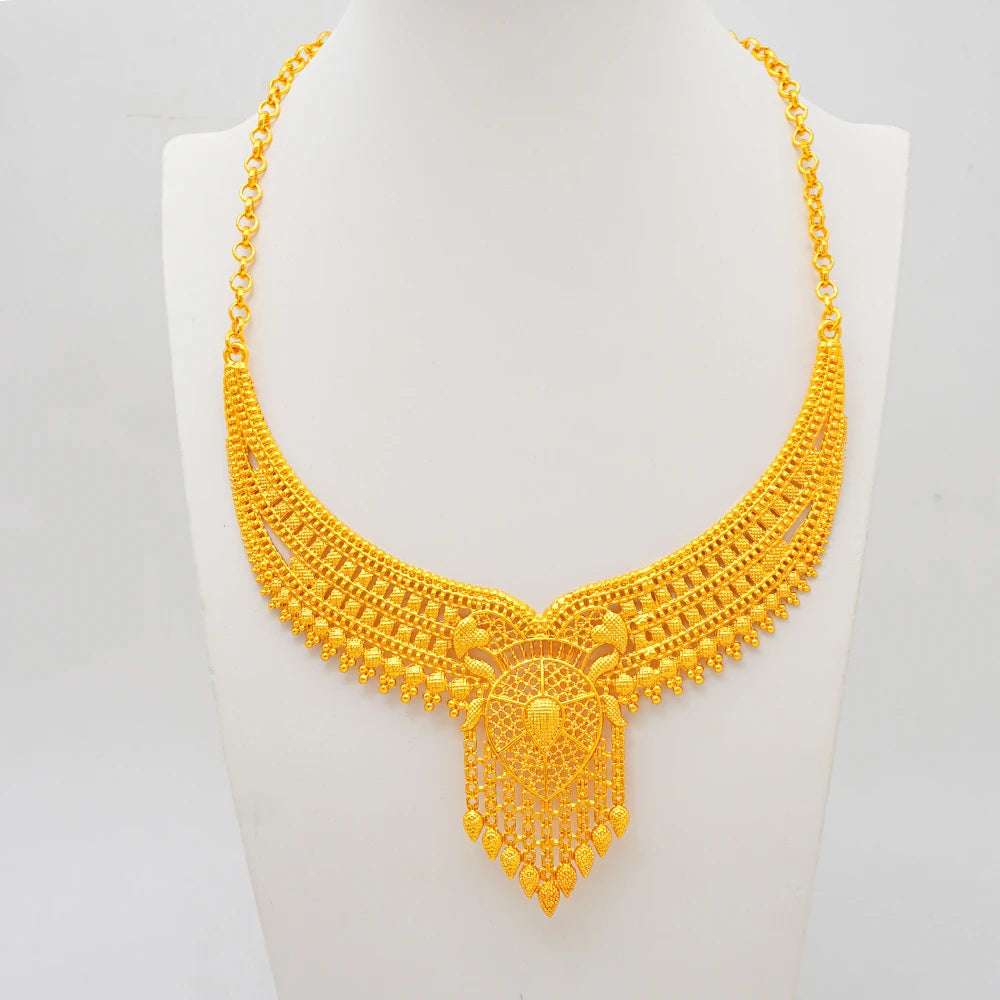 Dubai 24K Gold Plated Women's Banquet Wedding 4 Piece Jewellery Set