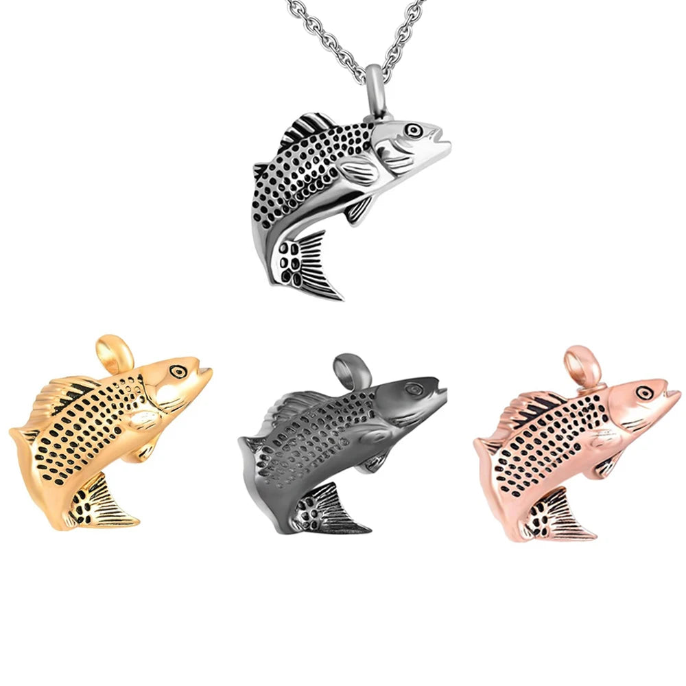 Fish Urn Cremation Necklace for Ashes Stainless Steel 4 colors Memorial Urn Necklace Keepsake Jewelry Gift Men Women