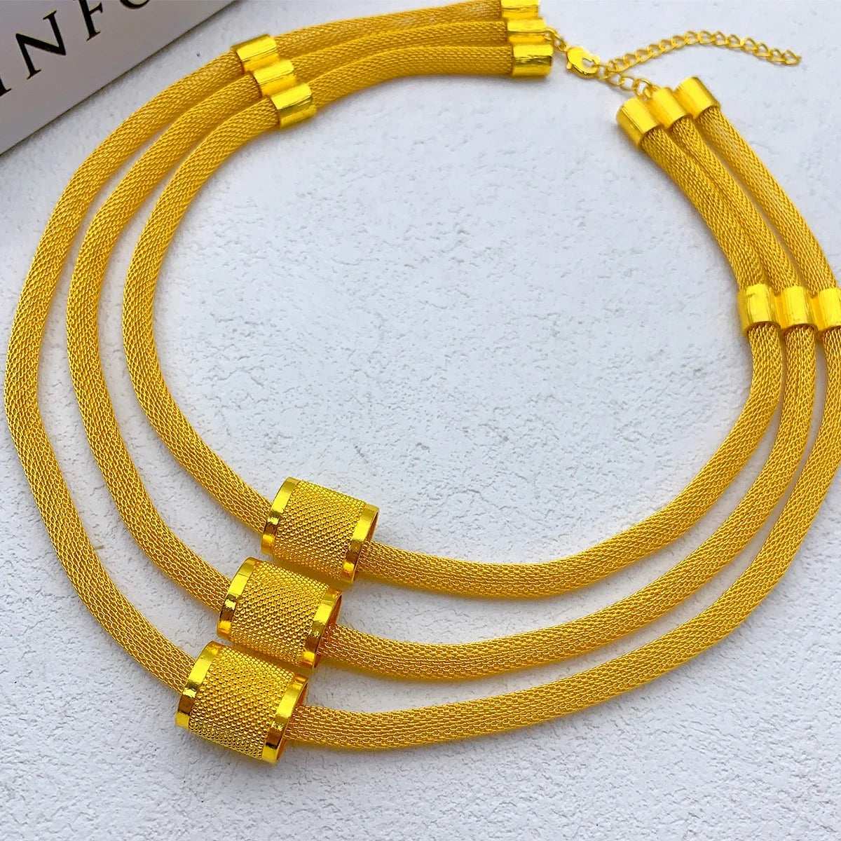 Luxury Dubai Ethiopian Multilayer Necklace And Earrings Sets For Women