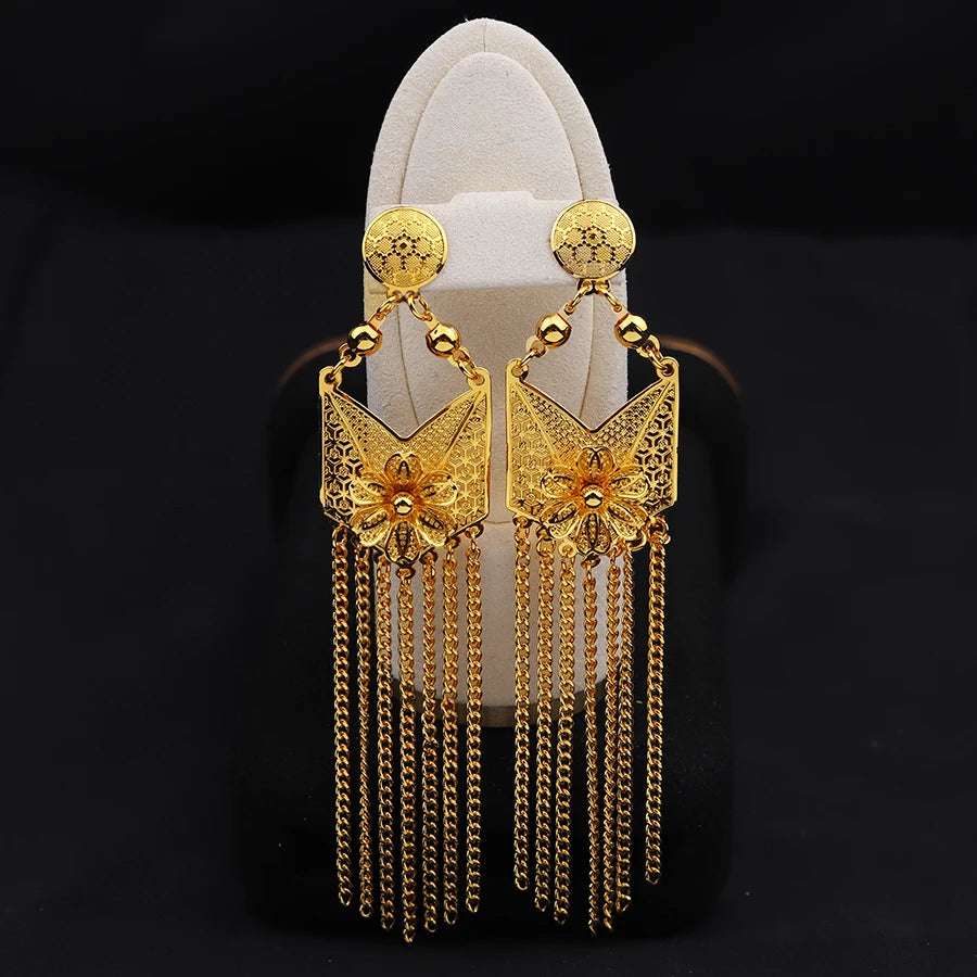 Golden Dubai Habesha Earring Necklace Set - 2PCS Ethiopian Women's Jewellery