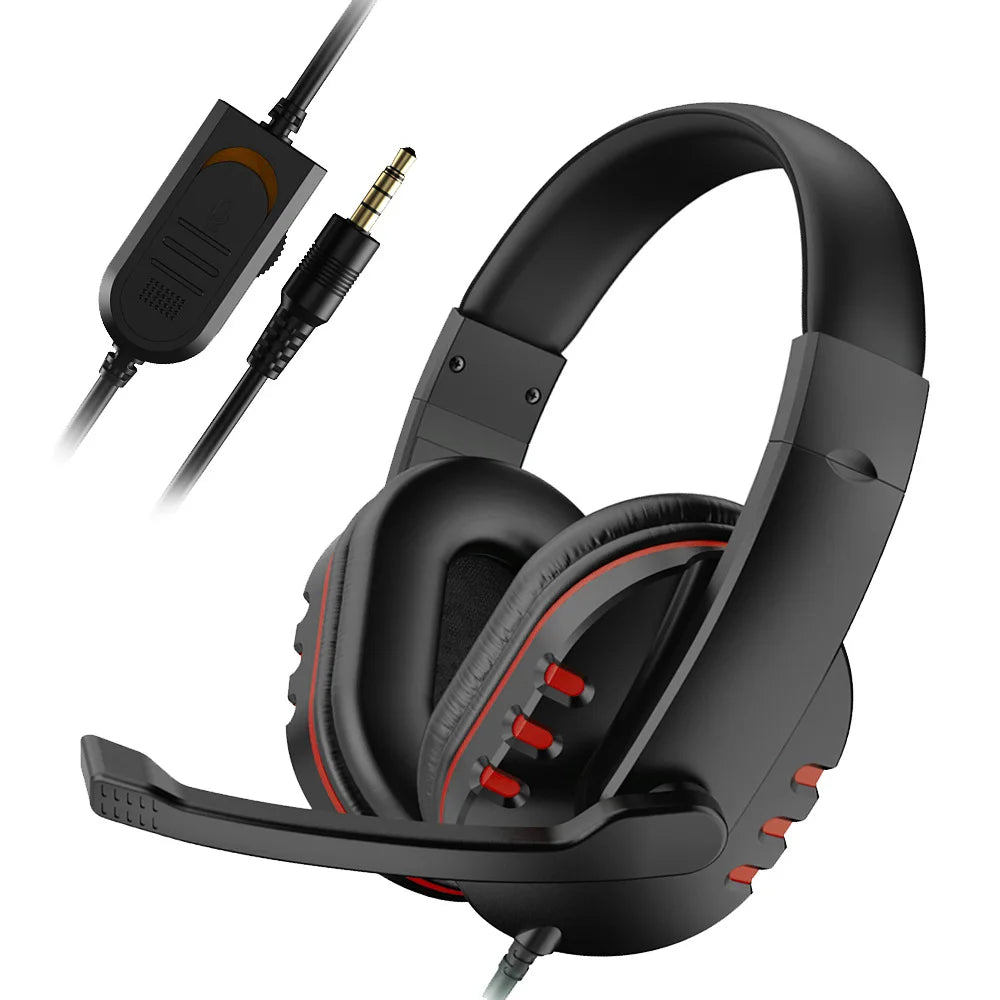 3,5-mm-Gaming-Headset mit Kabel und Geräuschunterdrückung, Kopfhörer mit Mikrofonlautstärkeregler
