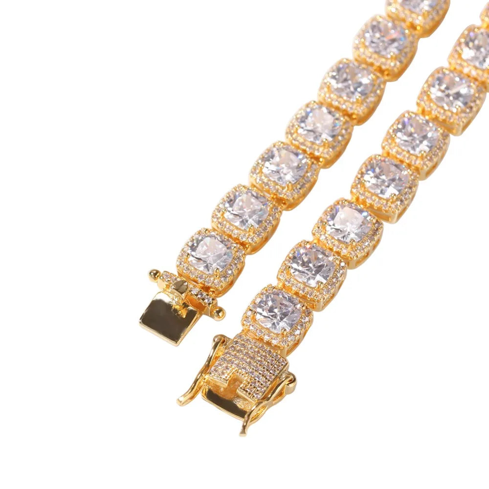 Unisex Square Zirkonia Hiphop Luxus Full Iced Out CZ Schmuck