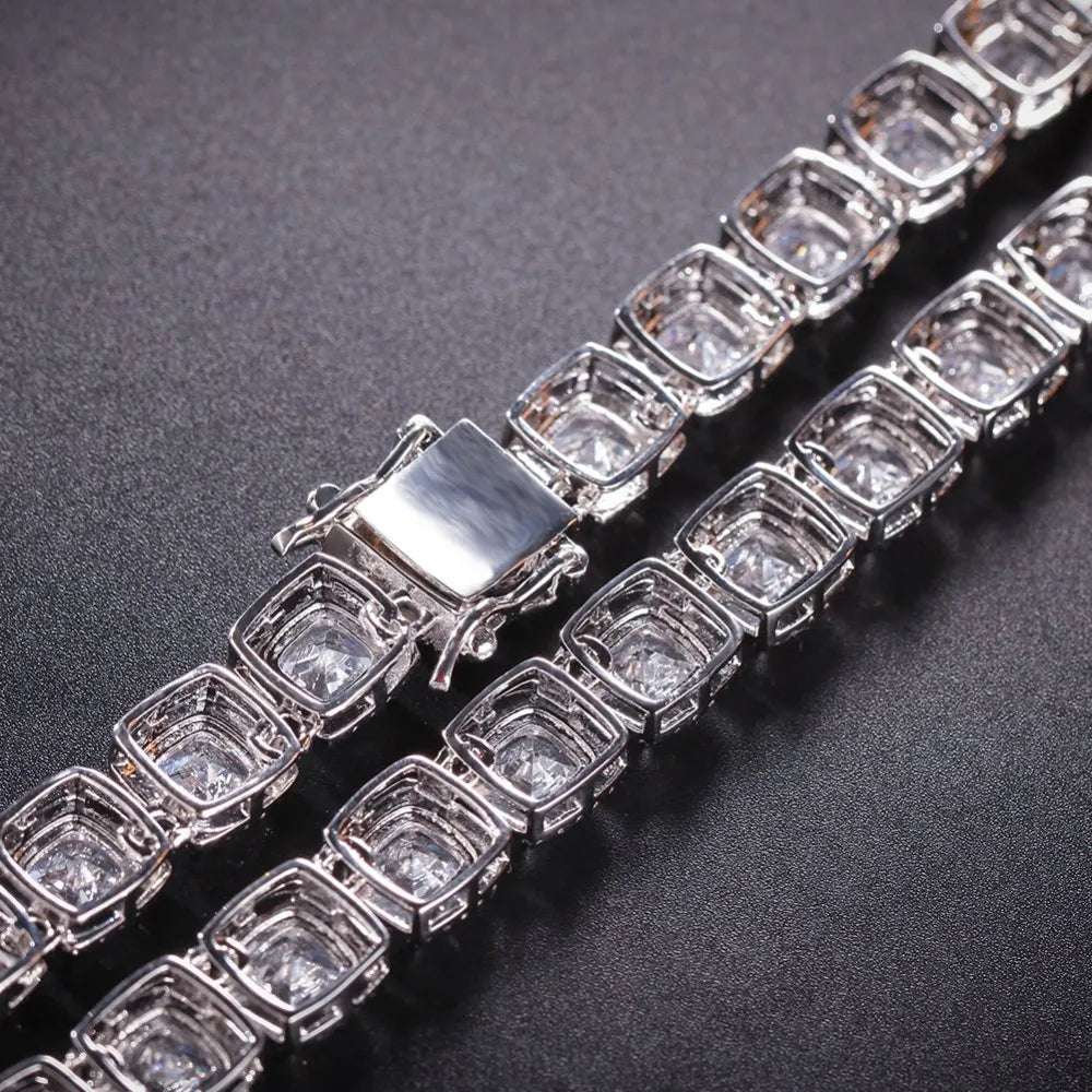 Unisex Square Cubic Zirconia Hiphop Luxury Full Iced Out CZ Jewellery