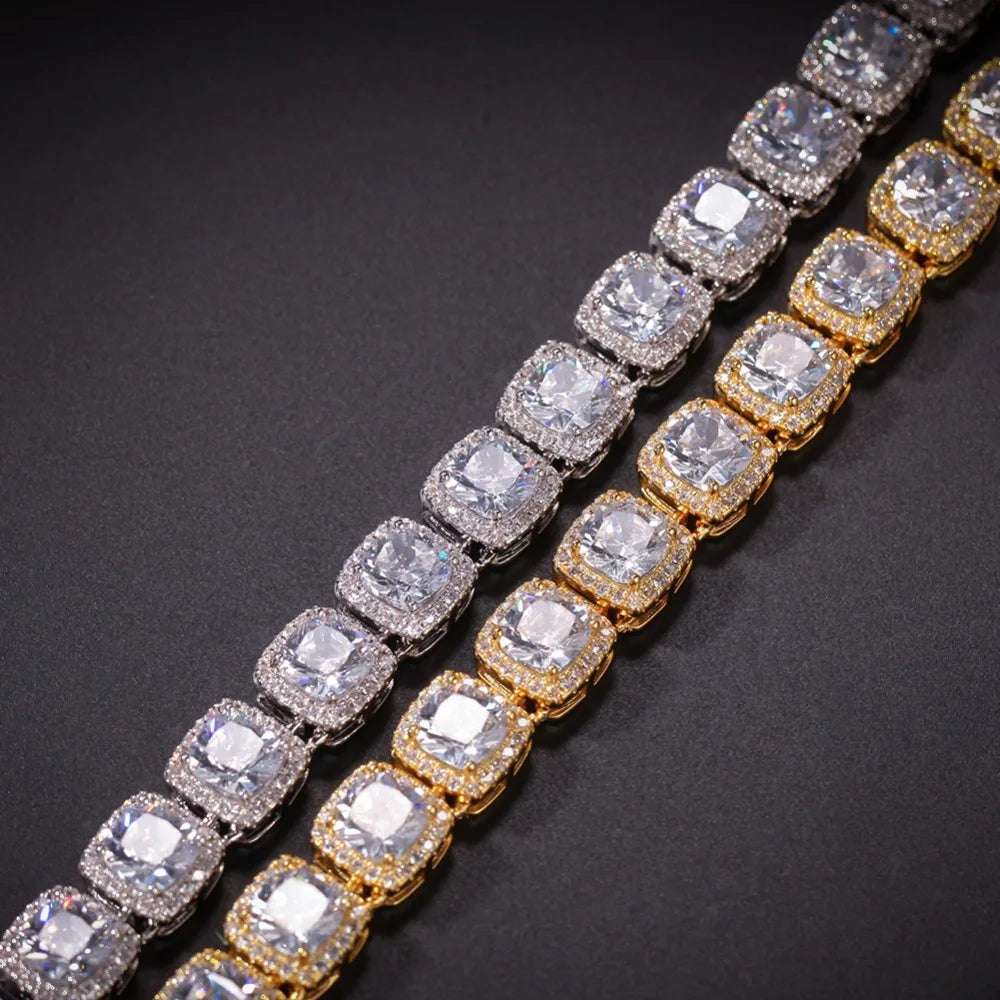 Unisex Square Cubic Zirconia Hiphop Luxury Full Iced Out CZ Jewellery