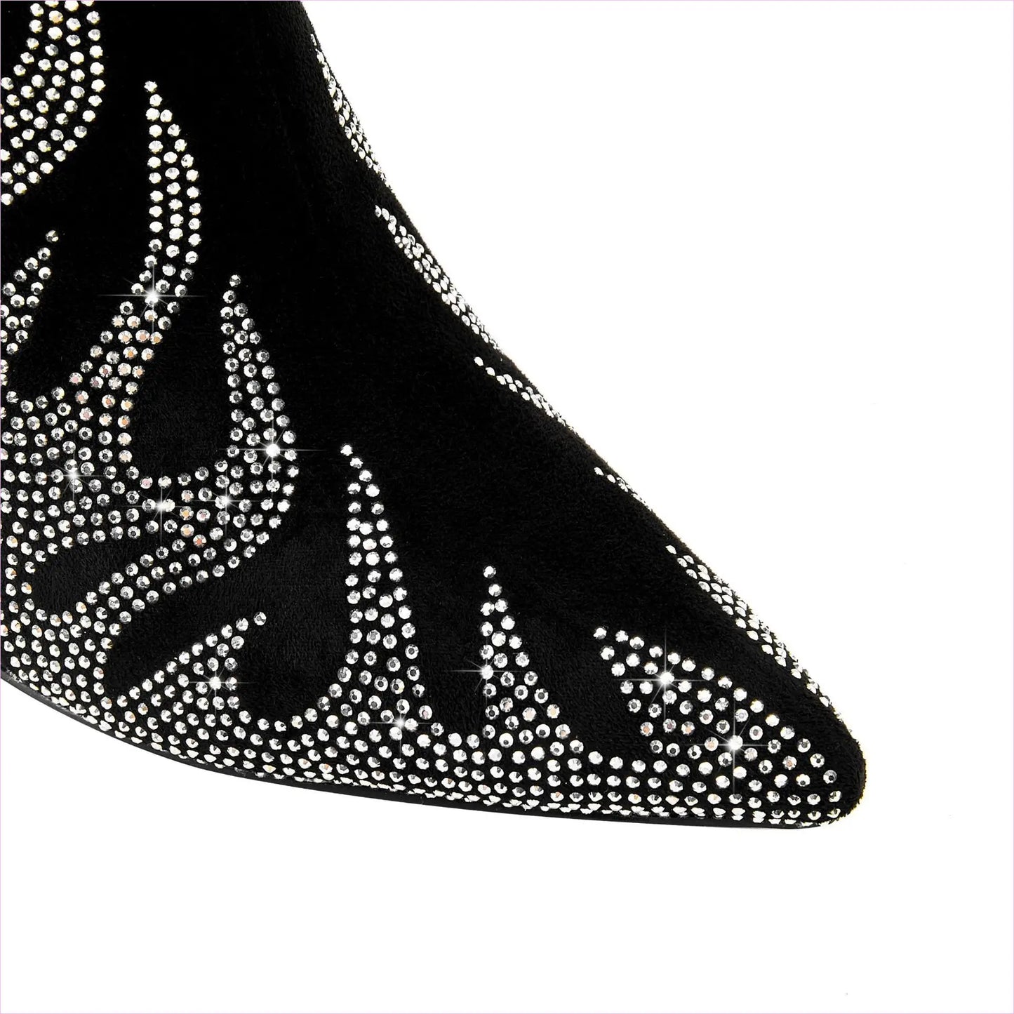 Unique Tiger Mouth Design Heel with Rhinestone Flame