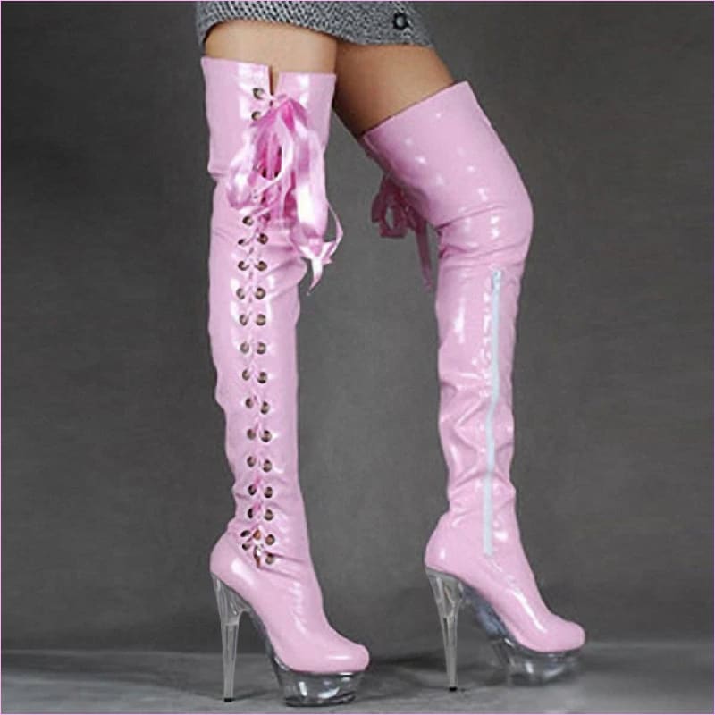 Dazzling Thigh Boots with Crystal Platform for Style