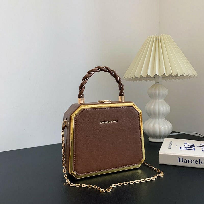 Fashionable Square Bag Stylish Chic Chain Crossbody brown