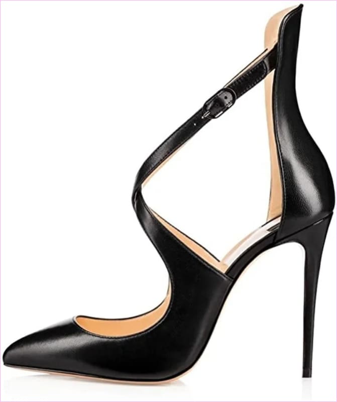 Ladies Cross Strap High Heel Shoes with Stiletto Patent