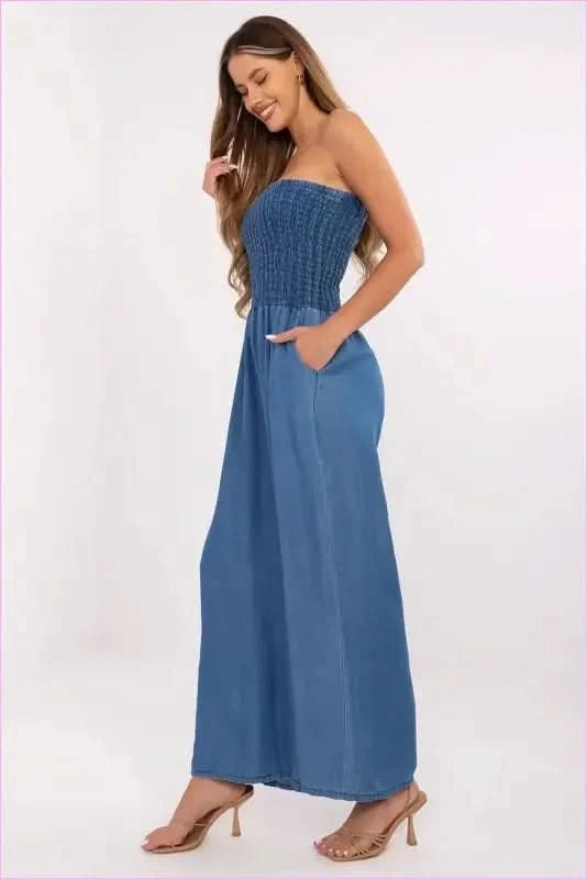 Lyocell Denim Jumpsuit Unique Style Fashion Italy Moda