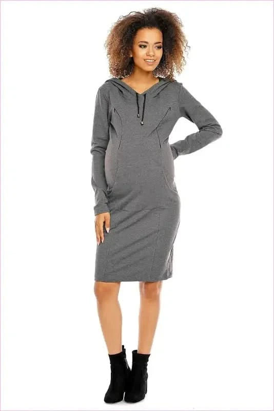 Maternity Breastfeeding Hoodie Dress Unique Style Fashion PeeKaBoo
