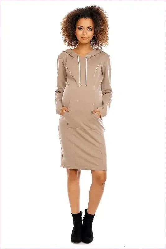 Maternity Breastfeeding Hoodie Dress Unique Style Fashion PeeKaBoo