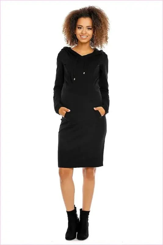 Maternity Breastfeeding Hoodie Dress Unique Style Fashion PeeKaBoo