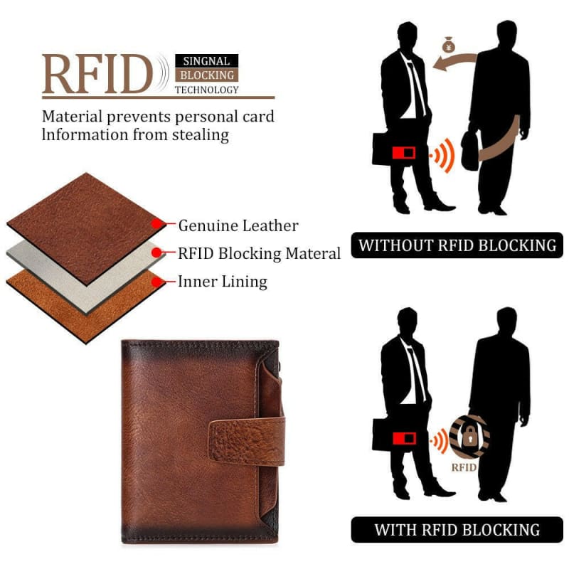 Men’s Genuine Leather Casual Wallet for Drivers