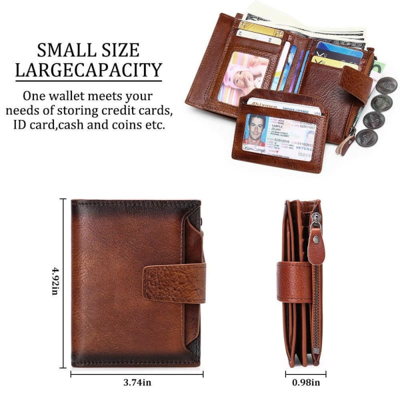 Men’s Genuine Leather Casual Wallet for Drivers