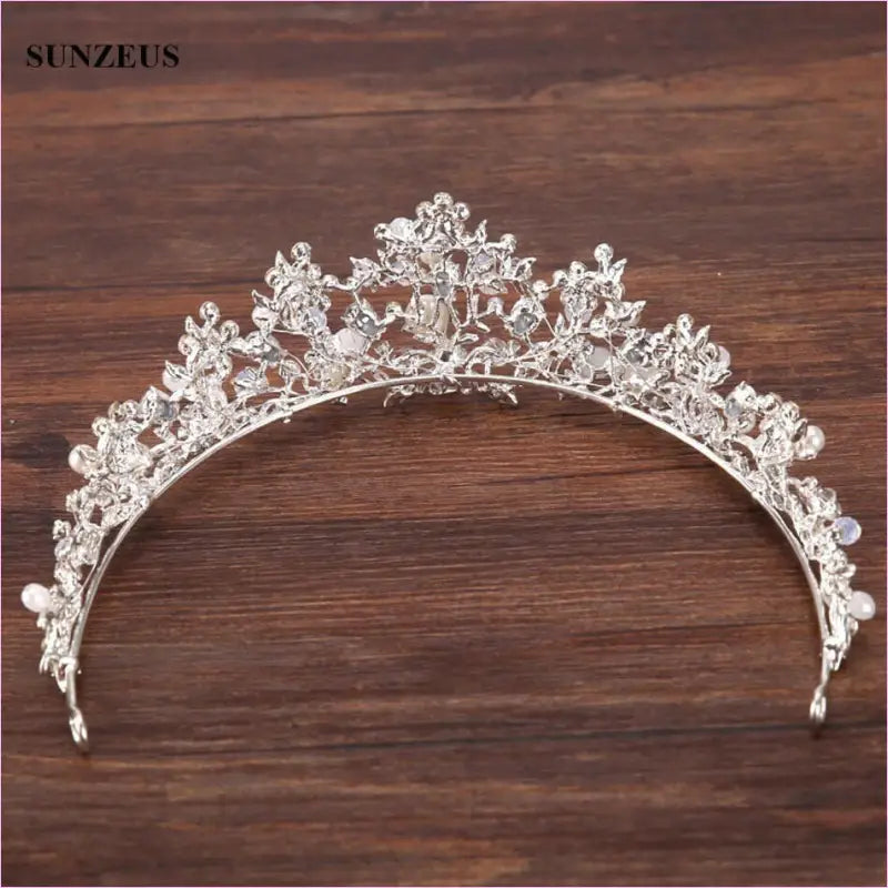 Crystal Bridal Tiara with Pearl Headband for Weddings