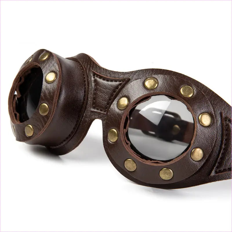 Steampunk Industrial Retro Leather Goggles Cosplay Brown