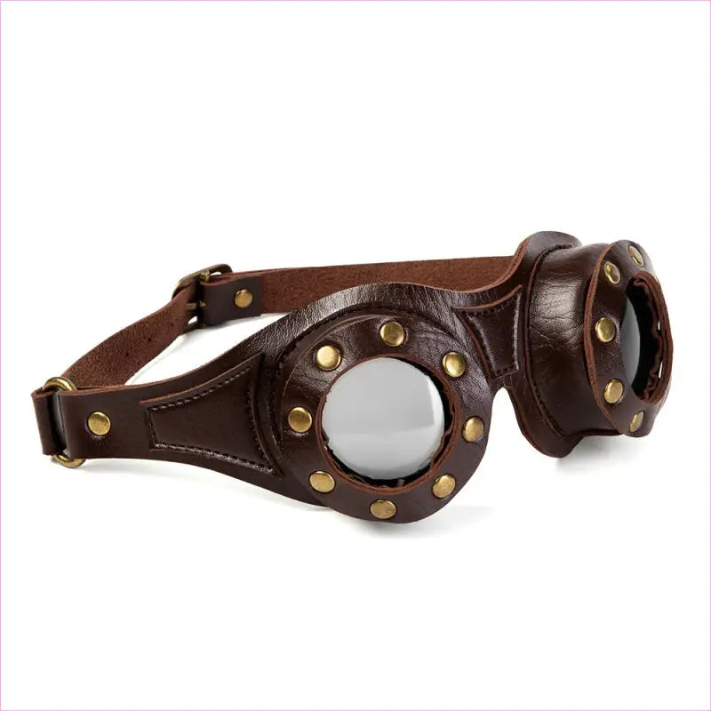 Steampunk Industrial Retro Leather Goggles Cosplay Brown
