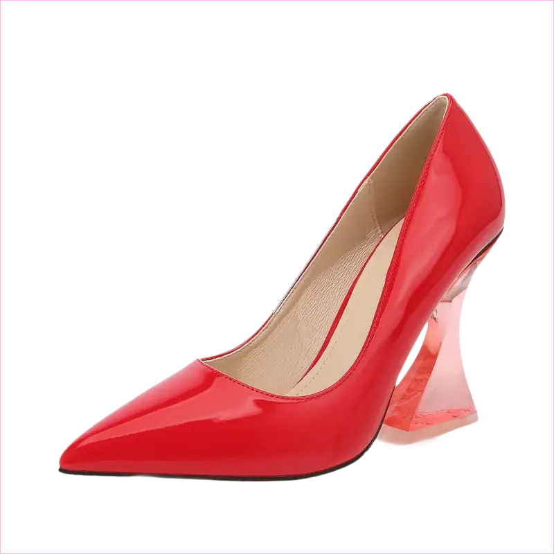 Thick High Heel Unisex Pointed Toe Drag Queen Shoes Red / 44