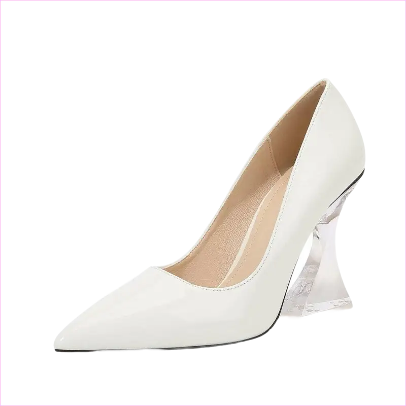 Thick High Heel Unisex Pointed Toe Drag Queen Shoes White