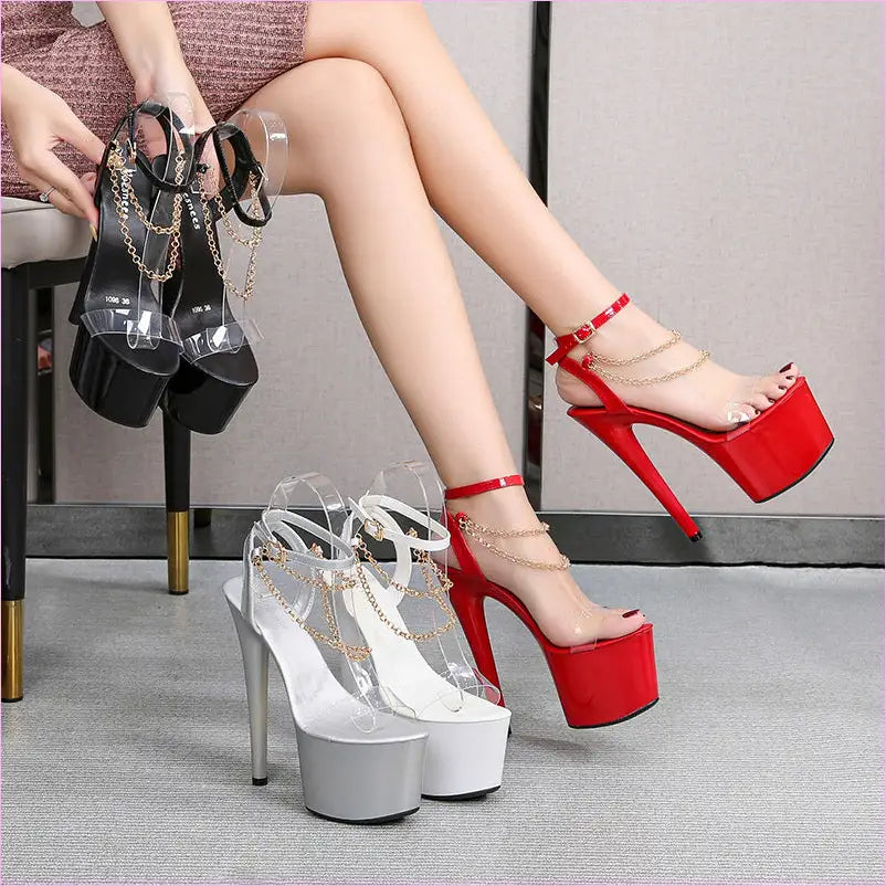 Transparent Chain Platform High Heel Sandals Women