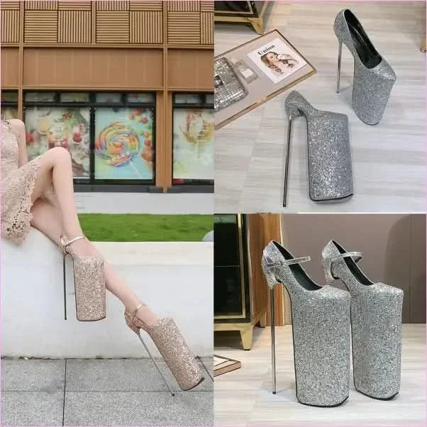 Ultra High Platform Shoes with Metal Heel Unique Shoes - Pleasures and Sins
