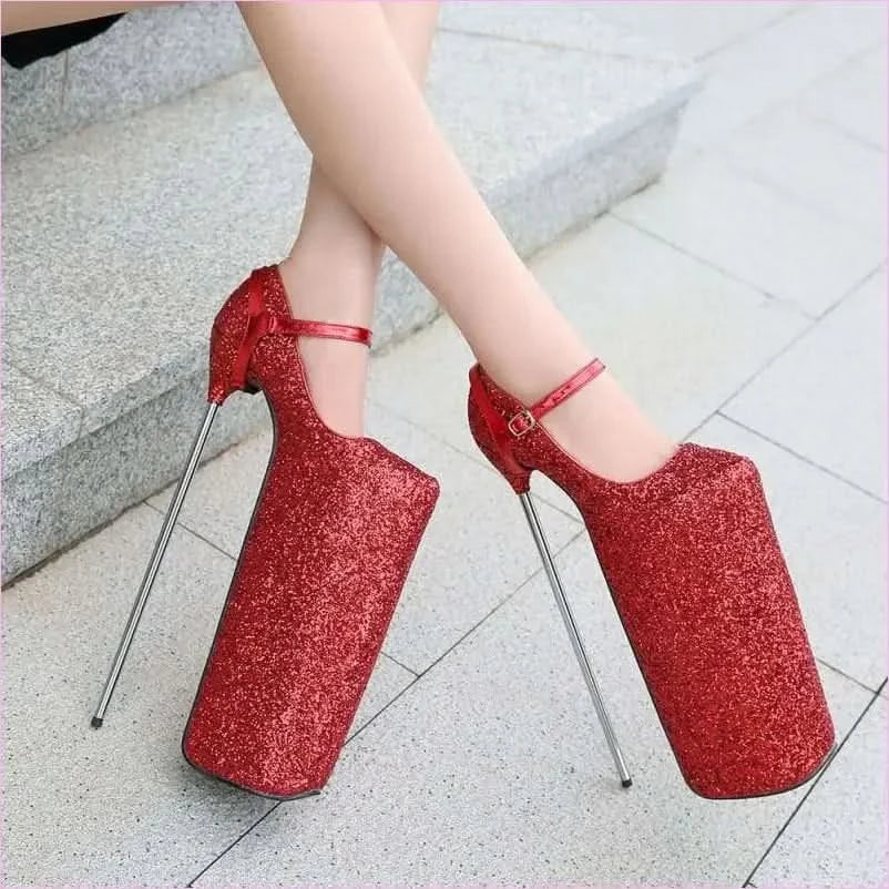 Ultra High Platform Shoes with Metal Heel Unique Shoes - Pleasures and Sins