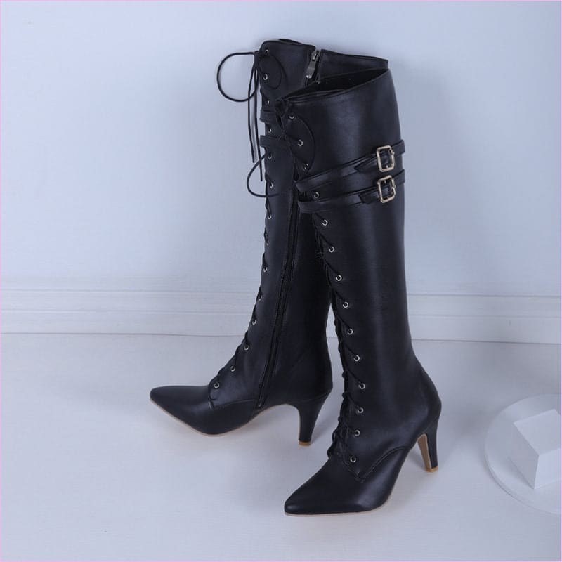 Unisex Steampunk Pointed Boots with Belt Buckle Stiletto