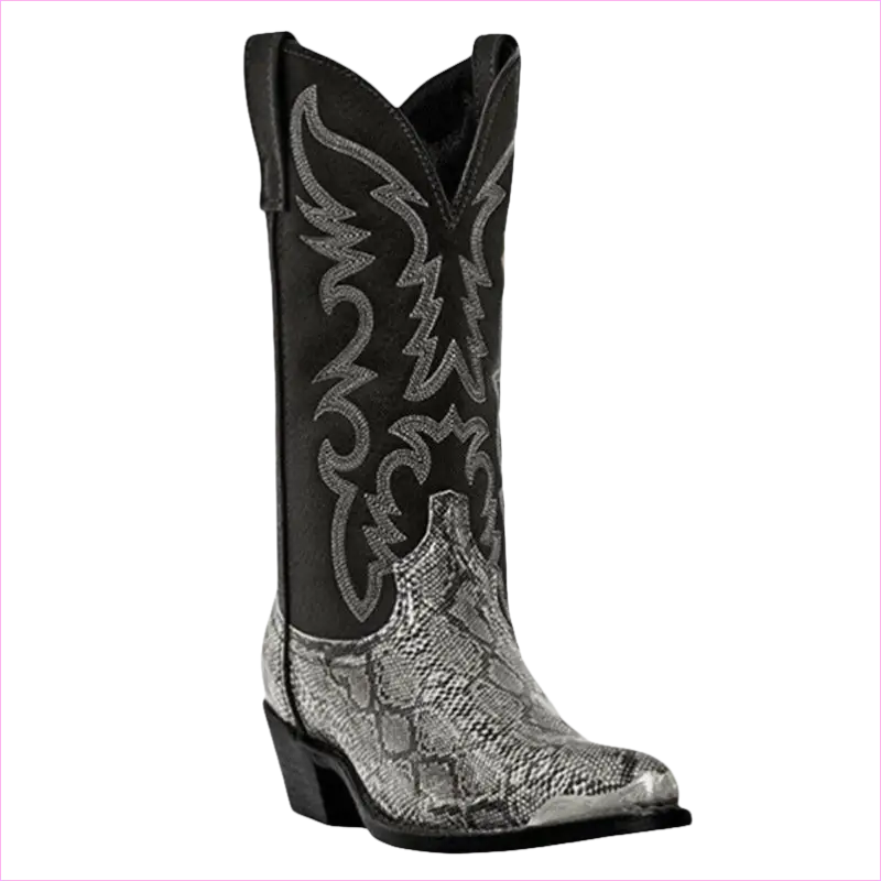 Western Cowboy Boots Snake Pattern Iron Toe Cap Casual