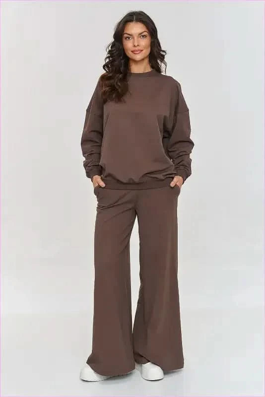 Womens Fashion Tracksuit Set Stylish Loungewear Makadamia brown 36