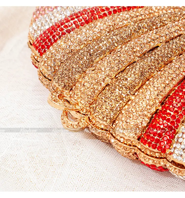 Pochette de soirée pour femme en strass arc-en-ciel haut de gamme