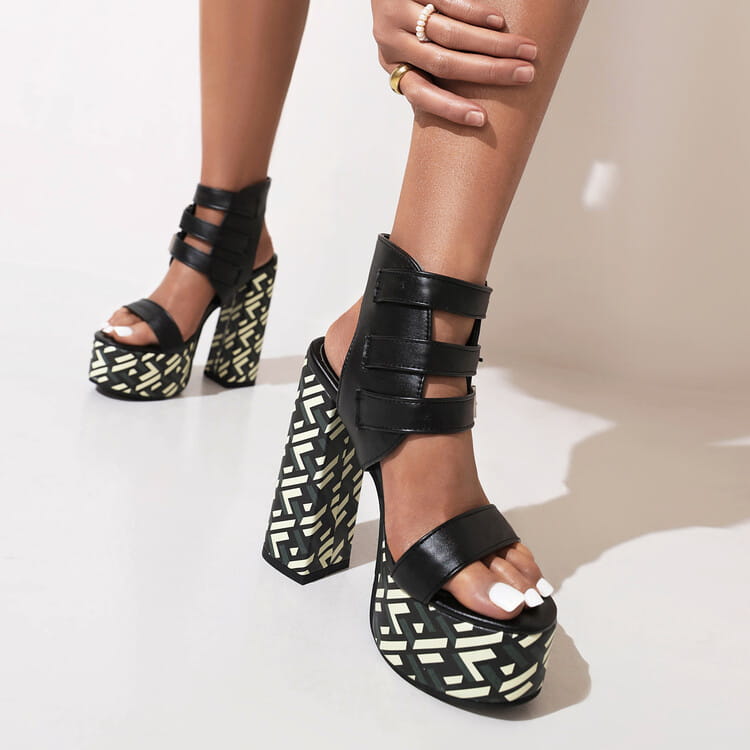 Damen Plateau Peep Toe Gürtelschnalle Sandalen Super 15CM