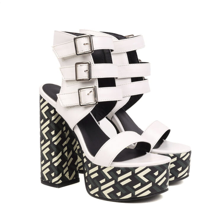 Damen Plateau Peep Toe Gürtelschnalle Sandalen Super 15CM