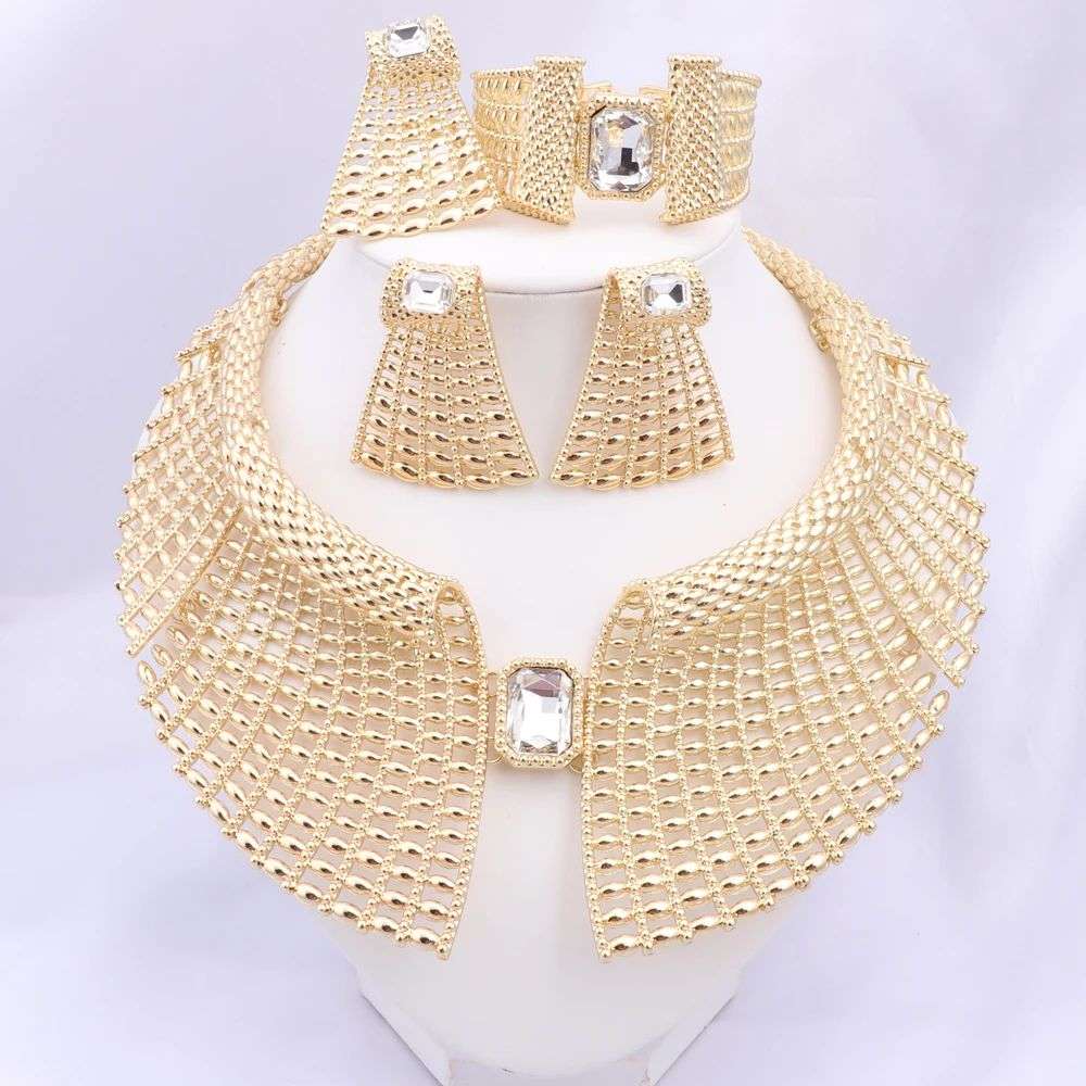 Ladies Luxury Elegant African Style Gold Plated Jewellery Set