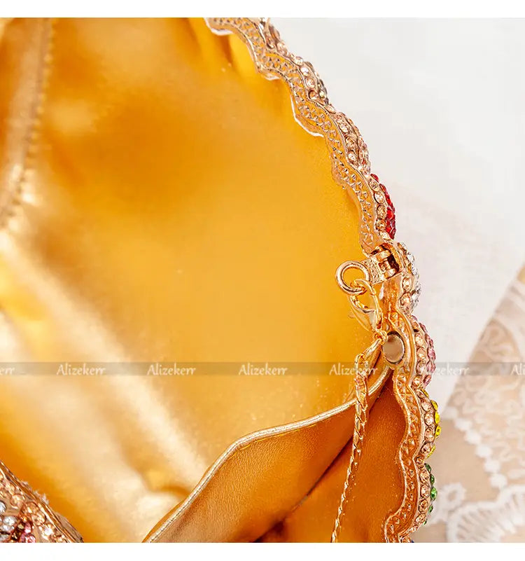 Pochette de soirée pour femmes en strass arc-en-ciel haut de gamme