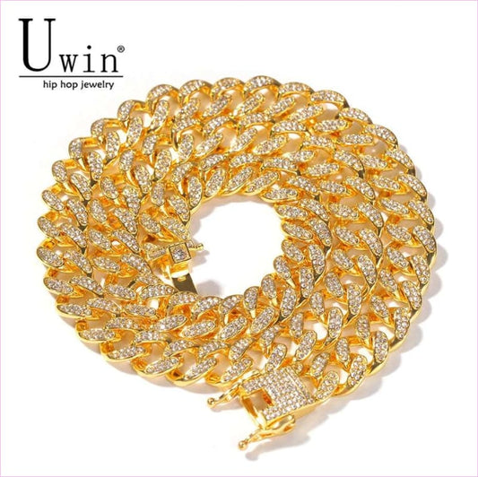 13mm Cuban Miami Link Rhinestone Necklace Diamond Statement
