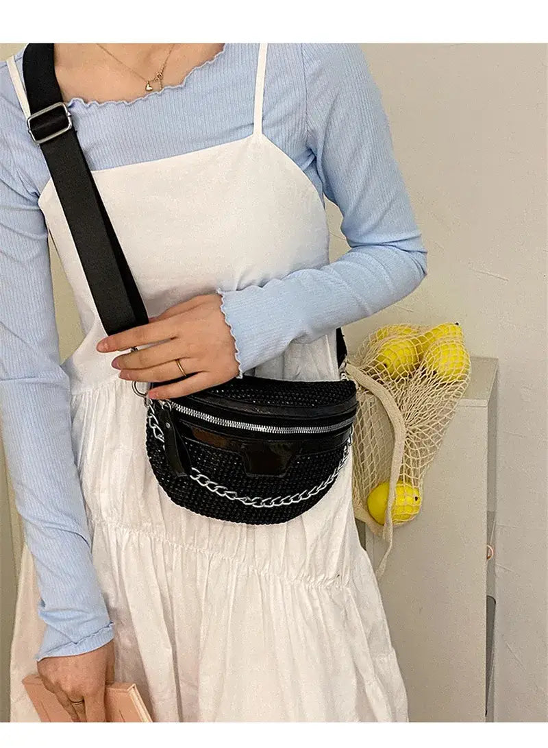 Damen Gürteltasche Strass Luxus Gürteltasche