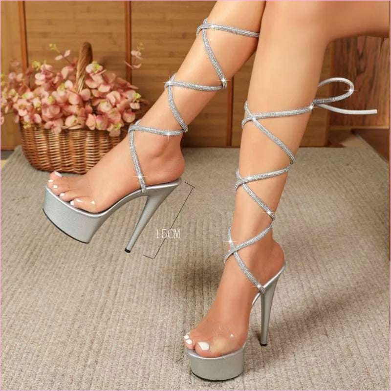 15cm Platform Heel Open Toe Shoes for Pole Dancing Style